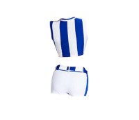 SKCU018 custom group performance cheerleading uniform style production split cheerleading uniform style custom sleeveless cheerleading uniform style cheerleading uniform manufacturer front view